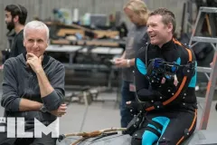 Avatar - La via dell'acqua, James Cameron con Sam Worthington sul set del film