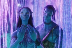 Avatar, Sam Worthington e Zoë Saldana in una scena del film di James Cameron