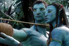 Avatar, Sam Worthington e Zoë Saldana in una foto del film di James Cameron