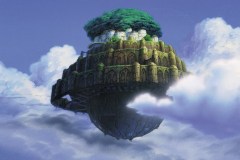 Il castello nel cielo, la città di Laputa in un'immagine del film di Hayao Miyazaki