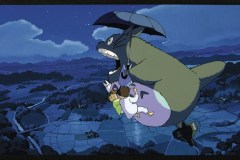 Il mio vicino Totoro, Mei e Satsuki in volo con Totoro in una scena del film