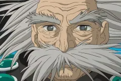 Il ragazzo e l'airone, un intenso primo piano del prozio di Mahito nel film di Hayao Miyazaki
