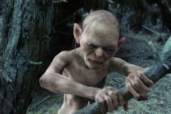Il Signore degli Anelli - Le due torri, Andy Serkis è Gollum in una scena del film