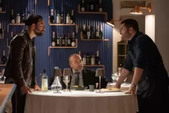 La cena perfetta, Antonio Grosso, Gianfranco Gallo e Salvatore Esposito in una scena del film di Davide Minnella