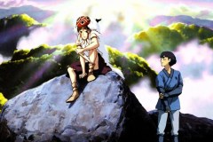 Principessa Mononoke, i due protagonisti San e Ashitaka in una scena del film di Hayao Miyazaki