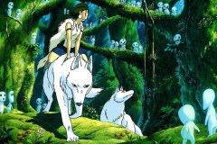 Principessa Mononoke, la principessa San in una sequenza del film di Hayao Miyazaki