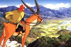 Principessa Mononoke, il protagonista Ashitaka in una scena del film di Hayao Miyazaki