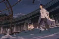 Suzume, la protagonista e Sota in una scena del film di Makoto Shinkai