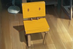 Suzume, la piccola sedia vivente in una sequenza del film di Makoto Shinkai