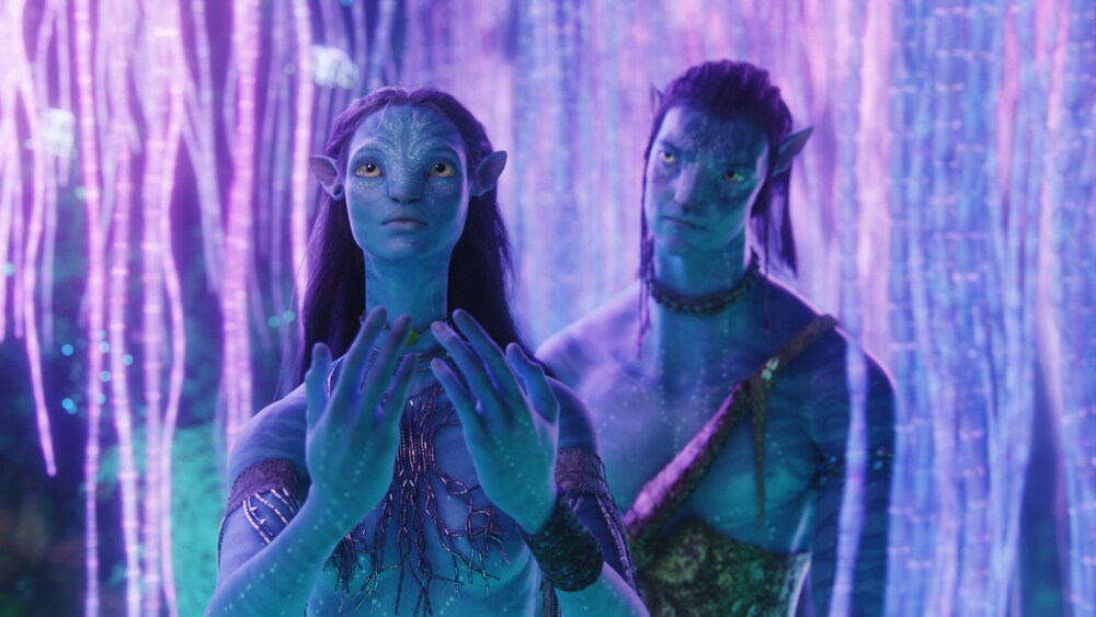 Avatar, Sam Worthington e Zoë Saldana in una scena del film