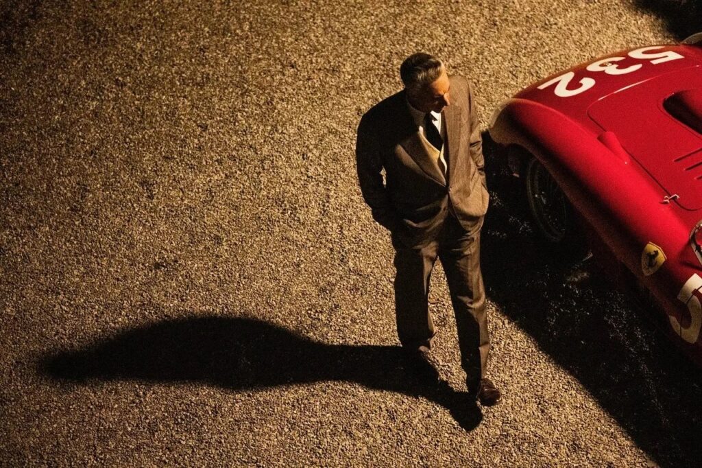 Ferrari, Adam Driver in uno scatto del film di Michael Mann