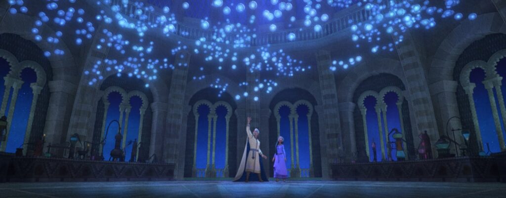 Wish, Asha e Re Magnifico in una sequenza del film d'animazione